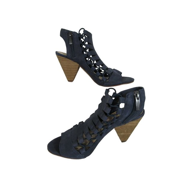 Vince Camuto Eliaz Lace Up Strappy Dress Sandal Cone heel Women's Size 5.5 Navy - Picture 2 of 8